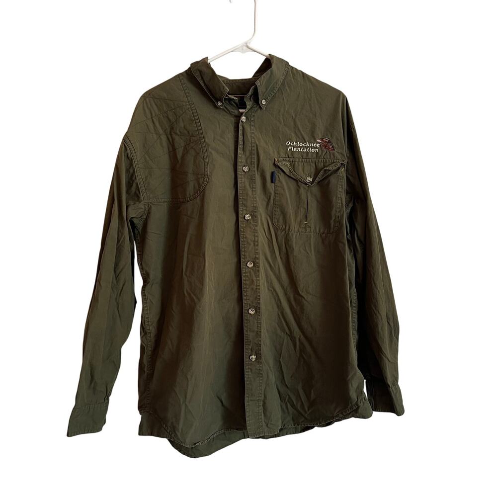 Beretta‎ Men's Olive Green Long Sleeve Button Up Hunting Shooting Shirt Size XL